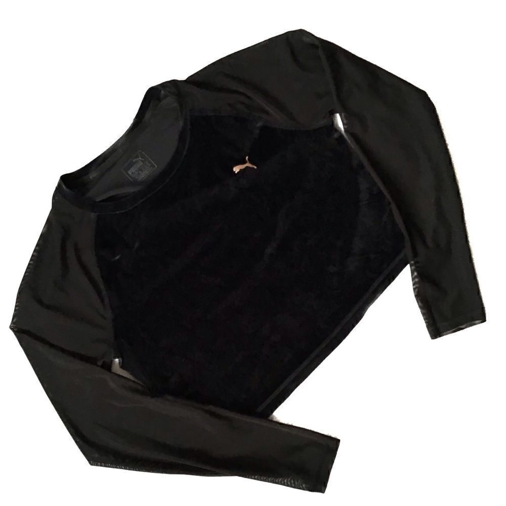 Puma Illusion Long Sleeve Velvet Crop Top